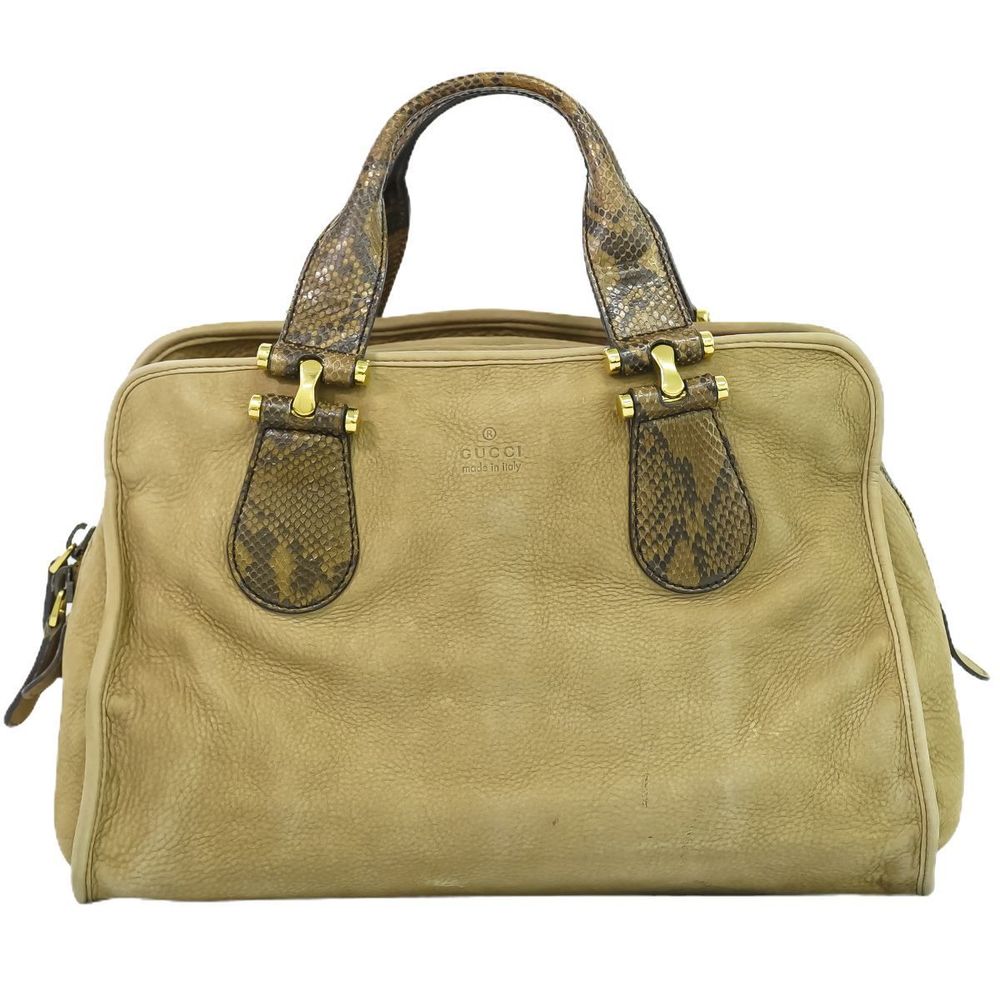Gucci Leather Python Tan Handbag - image 2